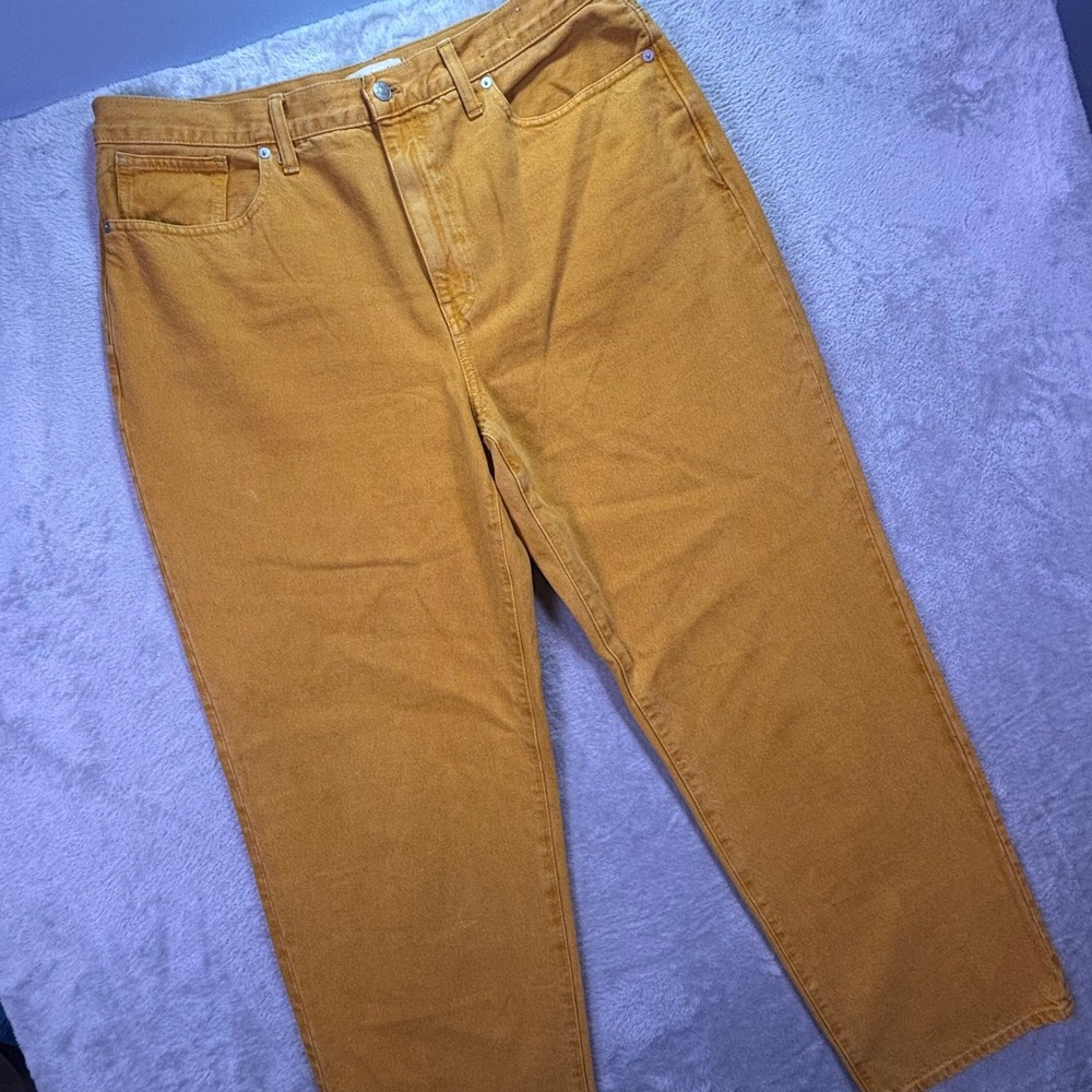 Madewell Mens Baggy Straight Jeans Sz 32 Mustard‎ Yellow 100% Cotton NF119